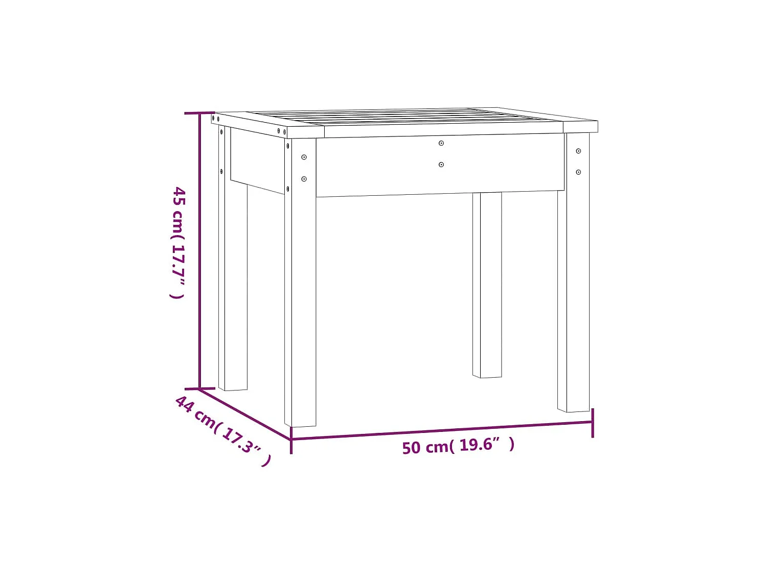 Banco de jardim 50x44x45 cm madeira de douglas maciça
