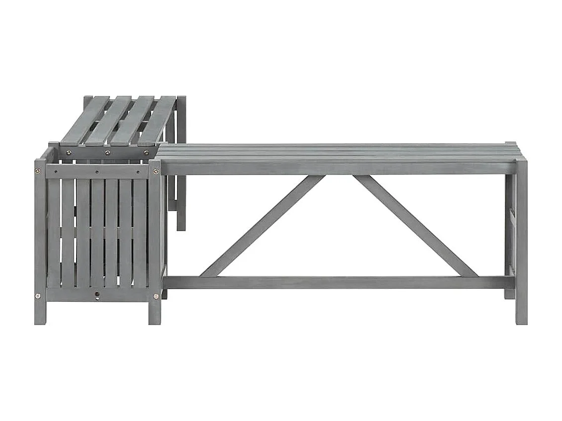 Garten-Eckbank mit Pflanzkübel 117 cm Massivholz Akazie Grau
