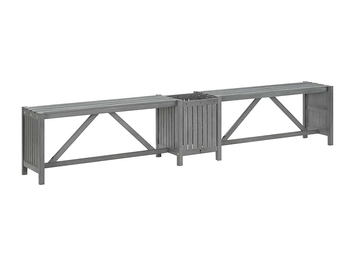 Banc d'angle de jardin et jardinière 117 cm bois d'acacia gris