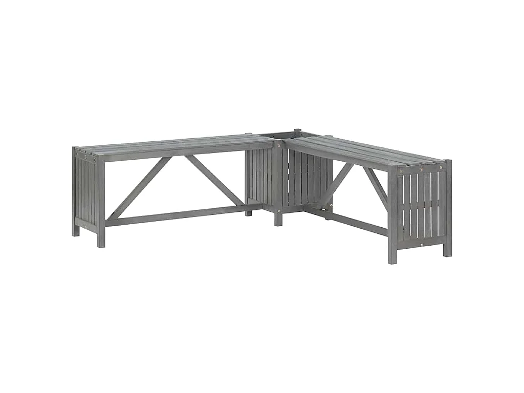 Banc d'angle de jardin et jardinière 117 cm bois d'acacia gris