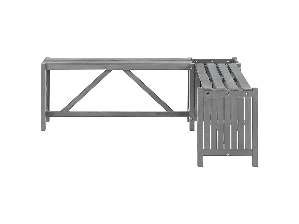 Banc d'angle de jardin et jardinière 117 cm bois d'acacia gris