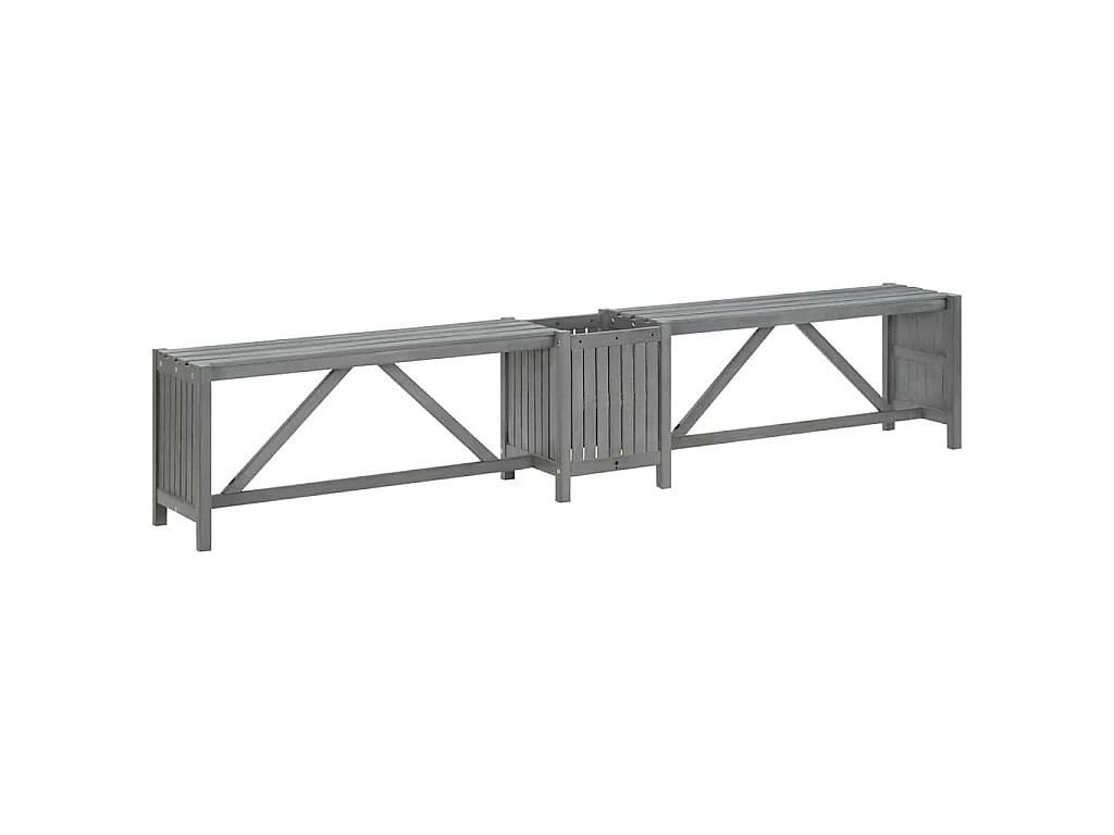 Banc d'angle de jardin et jardinière 117 cm bois d'acacia gris
