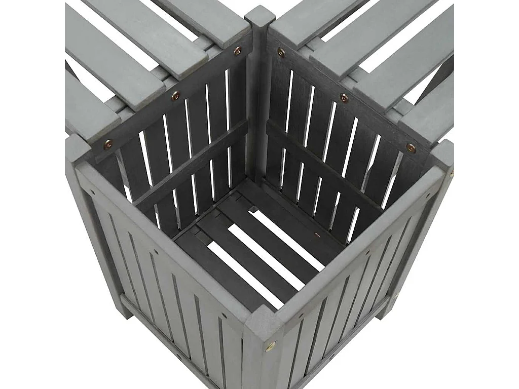Banc d'angle de jardin et jardinière 117 cm bois d'acacia gris