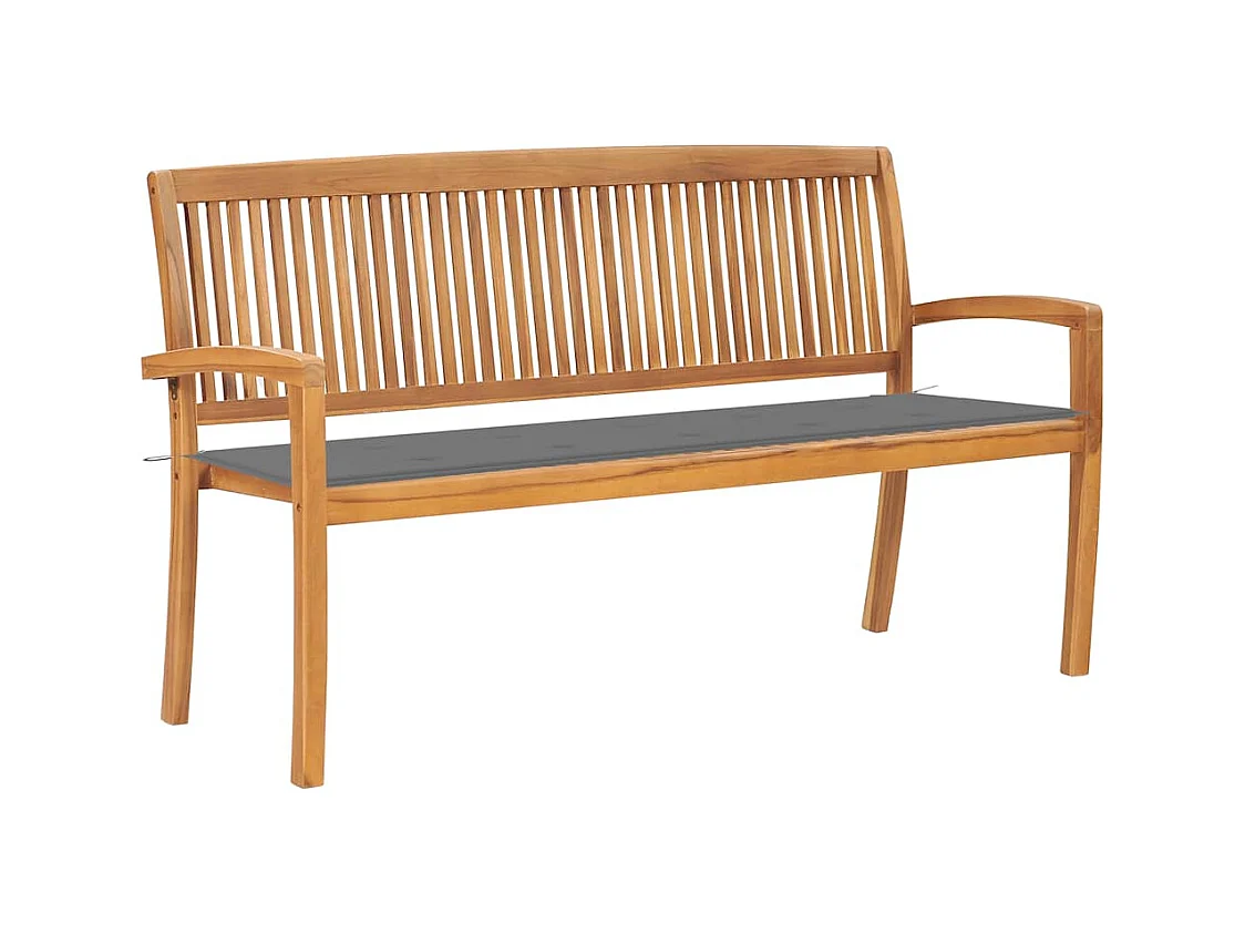 Banco de jardim empilhável c/ almofadão 159 cm teca maciça