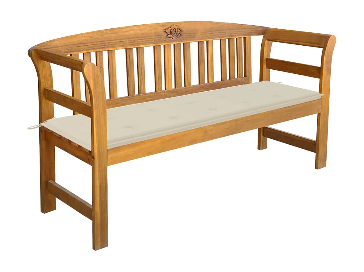 Gartenbank mit Auflage 157 cm Massivholz Akazie