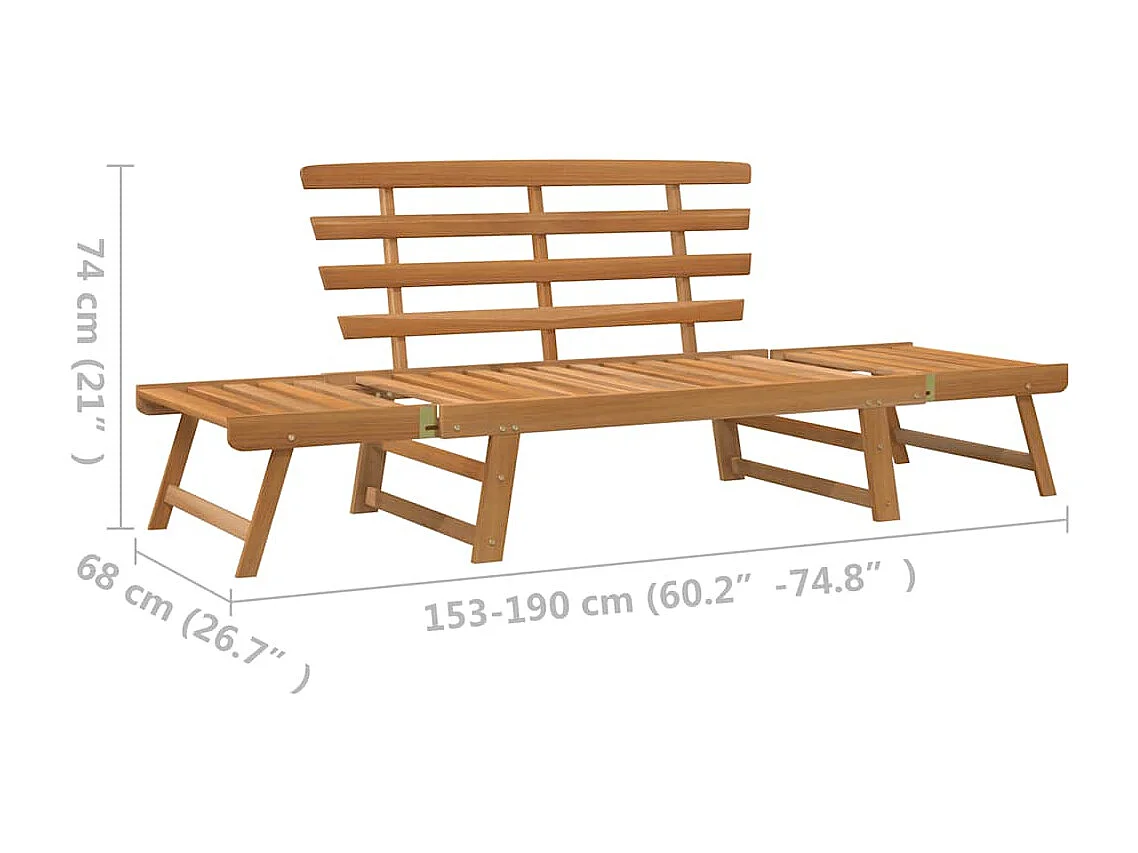 Gartenbank 2-in-1 190 cm Massivholz Akazie