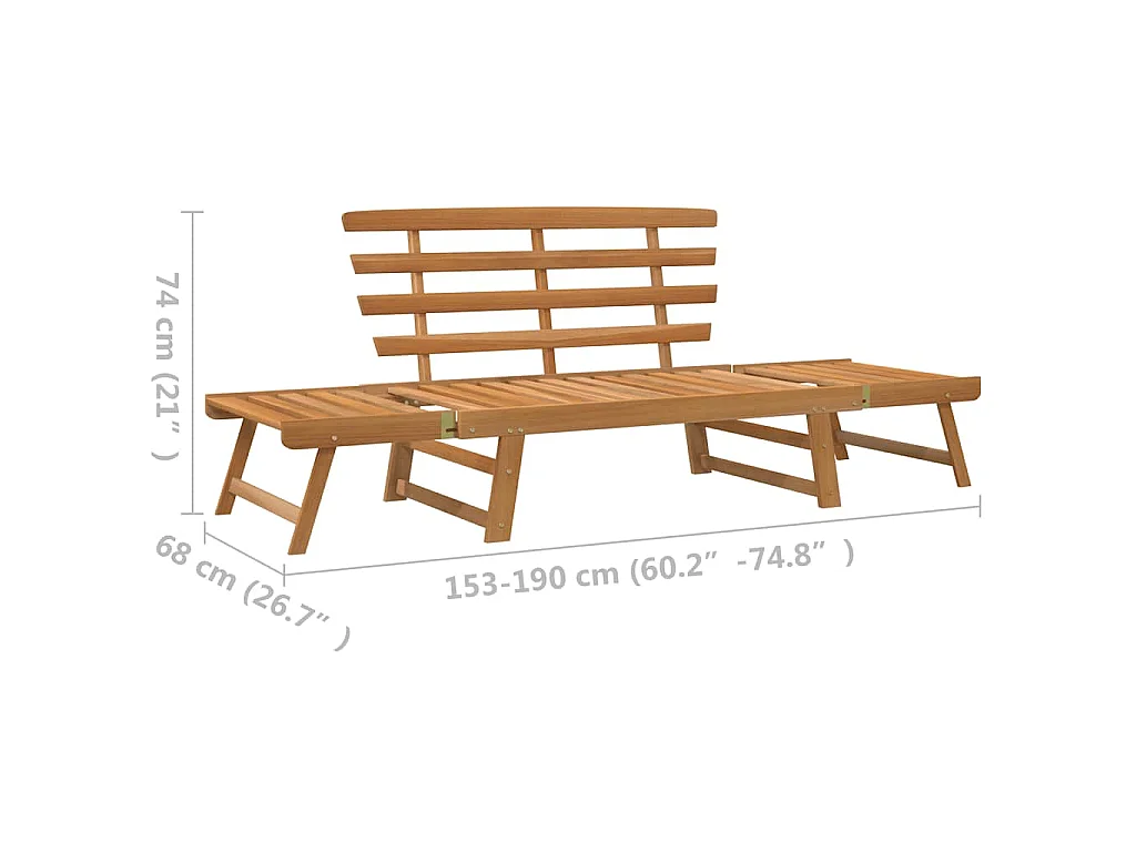Panca da Giardino 2-in-1 190 cm in Legno Massello di Acacia