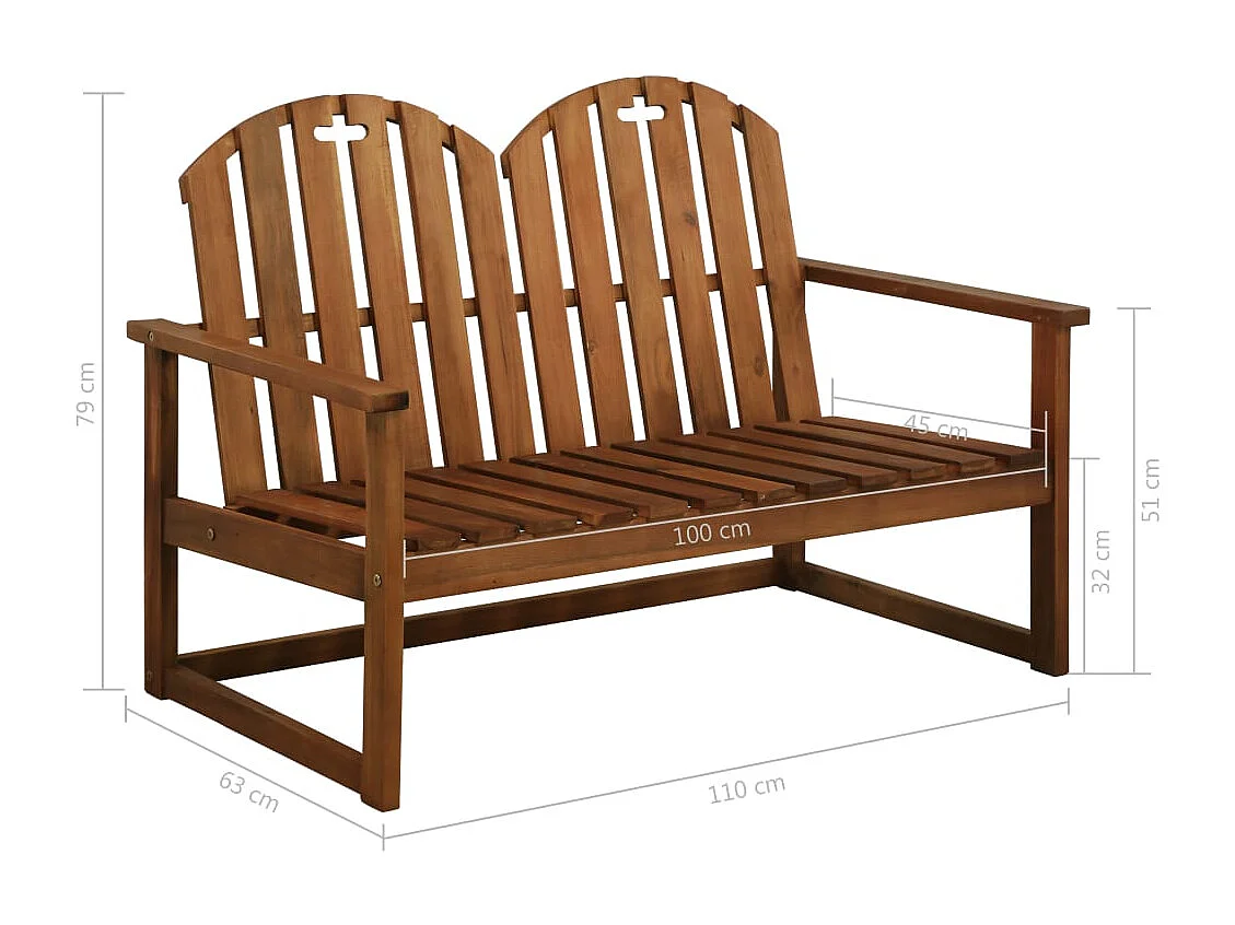 Gartenbank 110 cm Massivholz Akazie