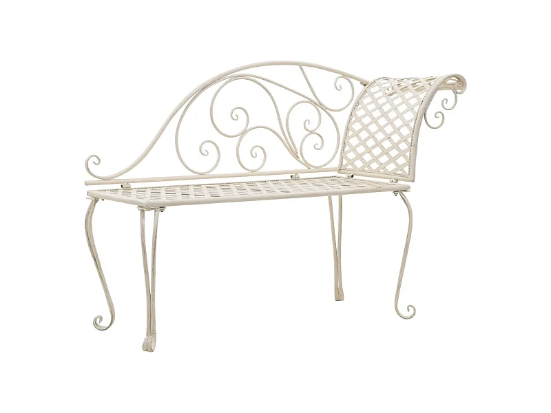 Chaise longue de jardin 128 cm Métal Antique Blanc