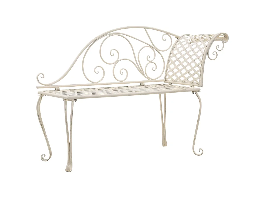 Chaise longue 128 cm metaal antiekwit