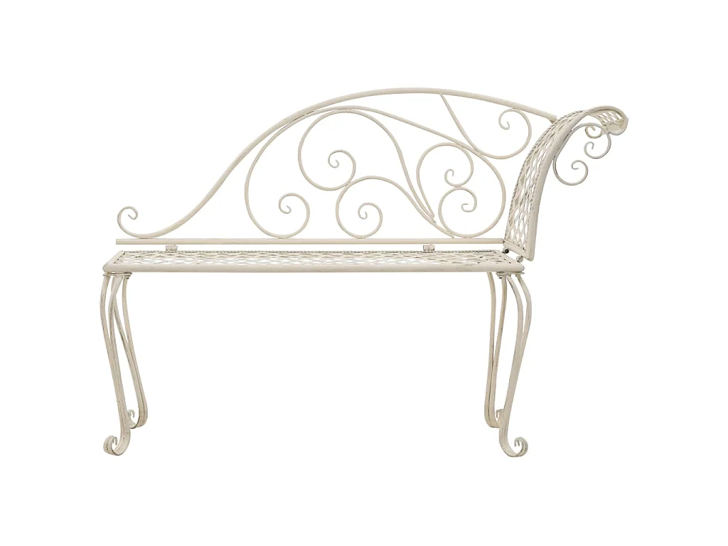 Chaise longue 128 cm metaal antiekwit