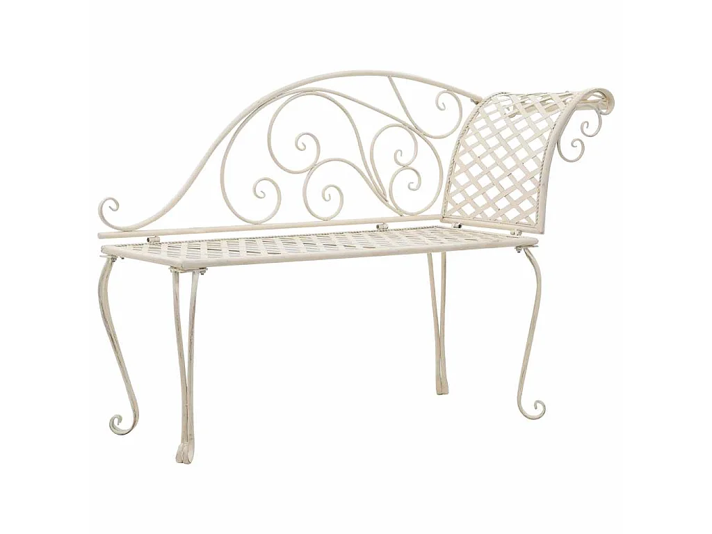 Garten-Chaiselongue 128 cm Metall Antik Weiß