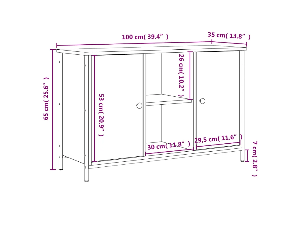TV-Schrank Räuchereiche 100x35x65 cm Holzwerkstoff