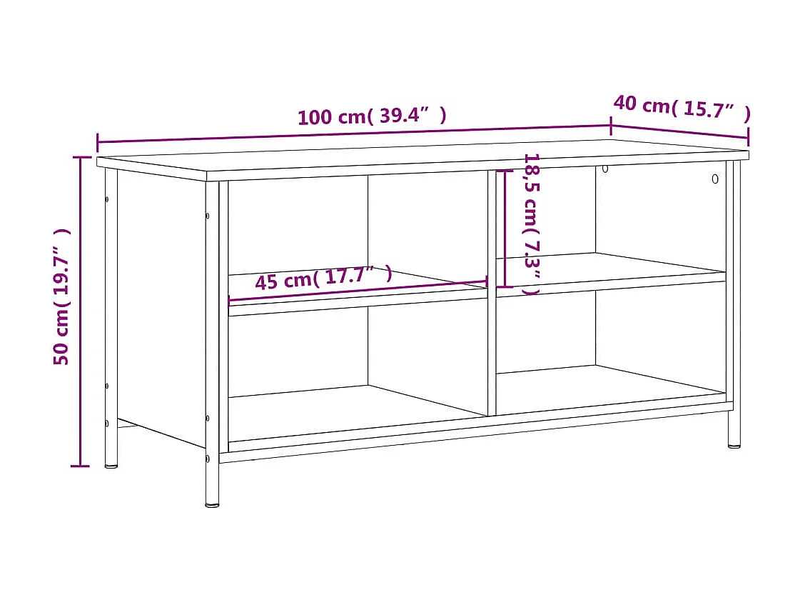 Tv-meubel 100x40x50 cm bewerkt hout gerookt eikenkleurig