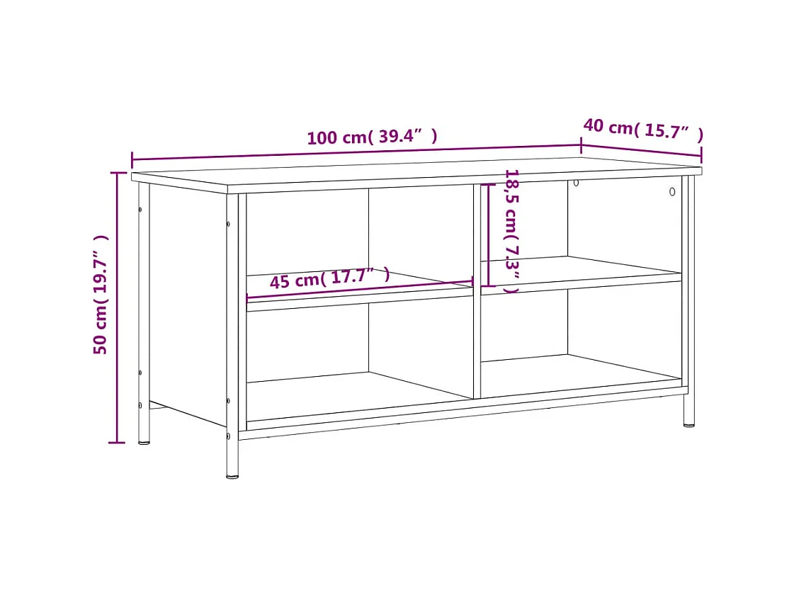 Meuble TV Chêne fumé 100x40x50 cm Bois d'ingénierie