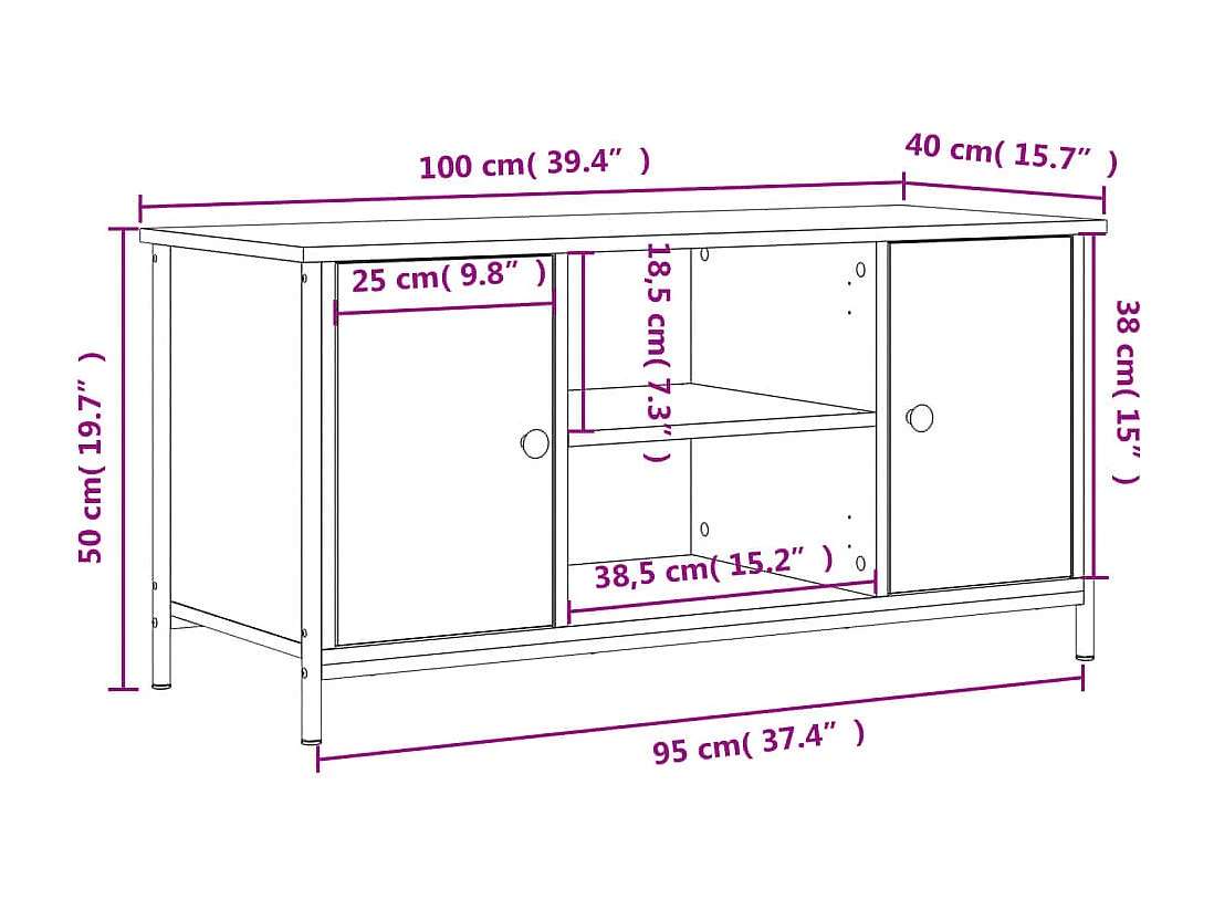 TV-Schrank Räuchereiche 100x40x50 cm Holzwerkstoff