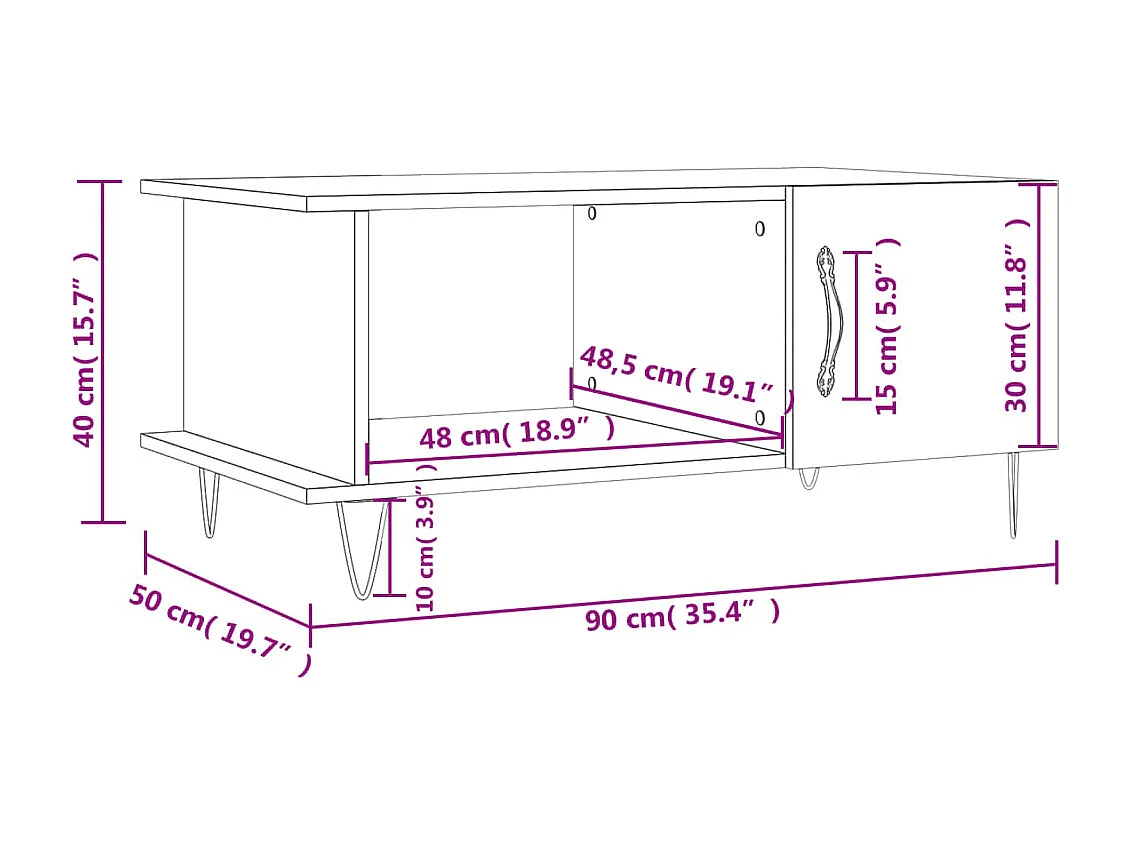 Tavolino da Salotto Grigio Sonoma 90x50x40 cm Legno Multistrato