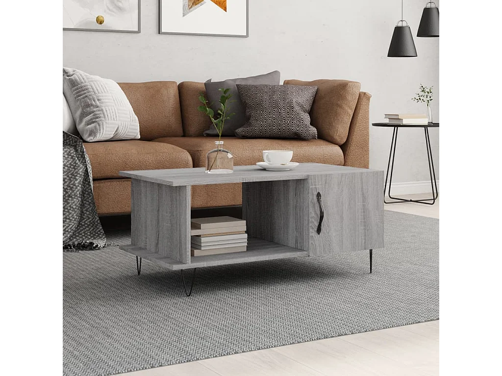 Mesa de centro 90x50x40 cm derivados de madeira cinzento sonoma