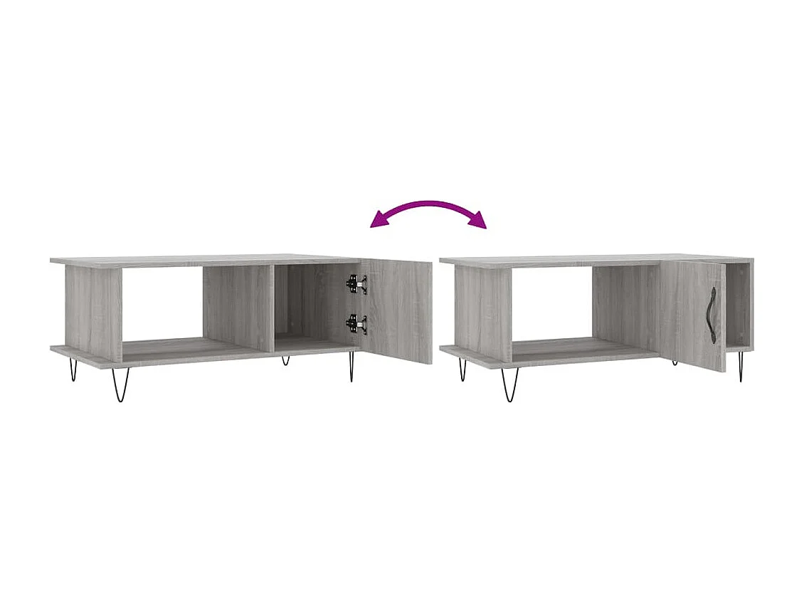 Table basse sonoma gris 90x50x40 cm bois d'ingénierie