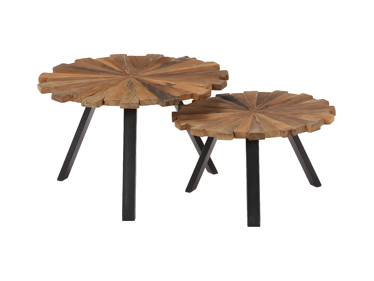 Salontafels 2 st massief gerecycled hout