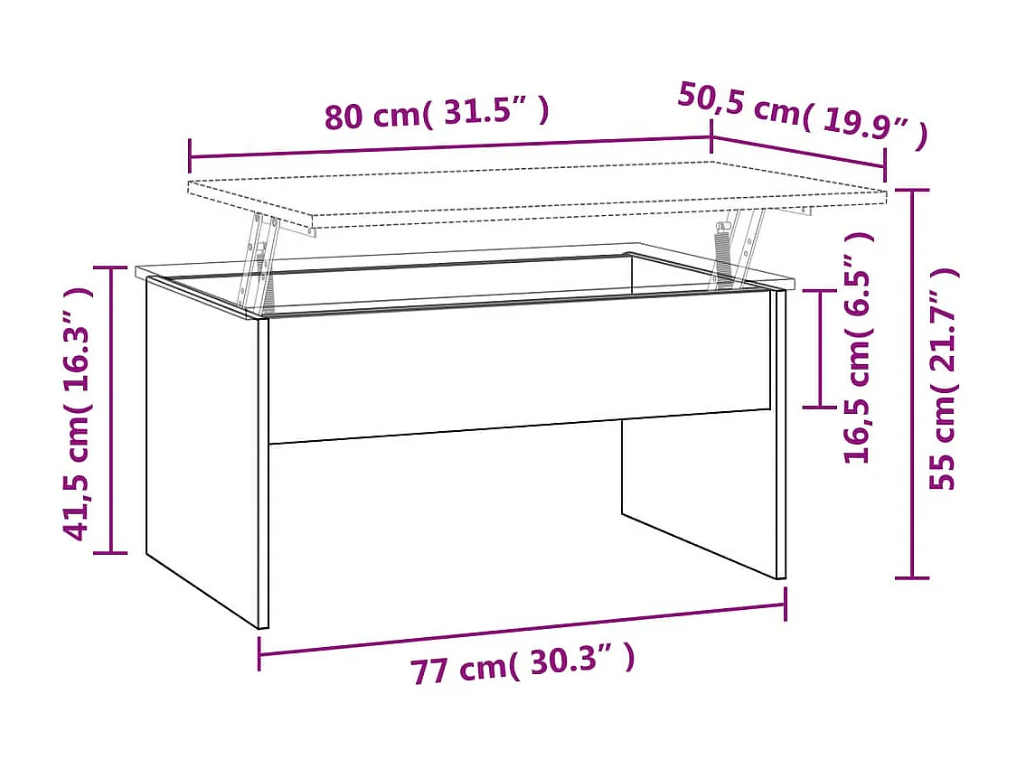 Salontafel 80x50,5x41,5 cm bewerkt hout sonoma eikenkleurig