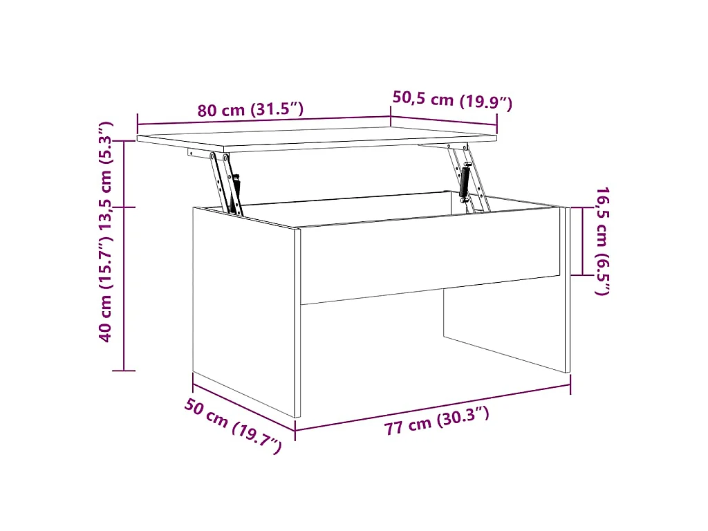 Tavolino Salotto Rovere Sonoma 80x50,5x41,5cm Legno Multistrato