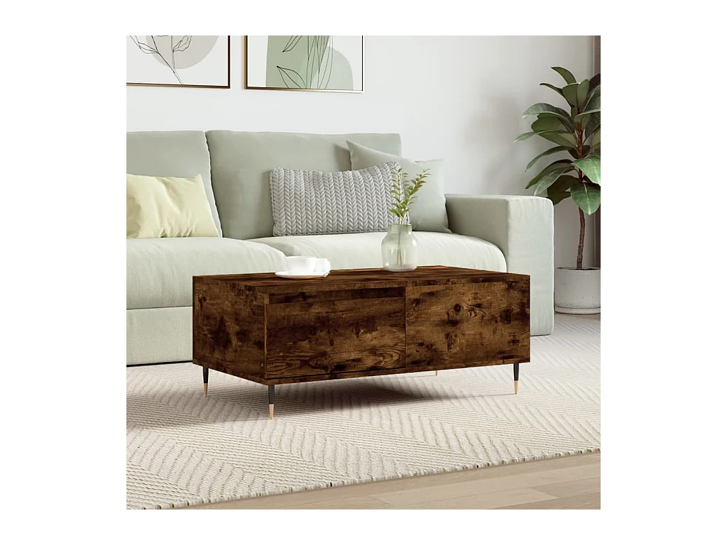 Table basse Chêne fumé 90x50x36,5 cm Bois d'ingénierie