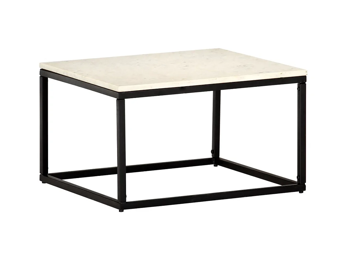 Table basse Blanc 60x60x35 cm Pierre véritable texture marbre