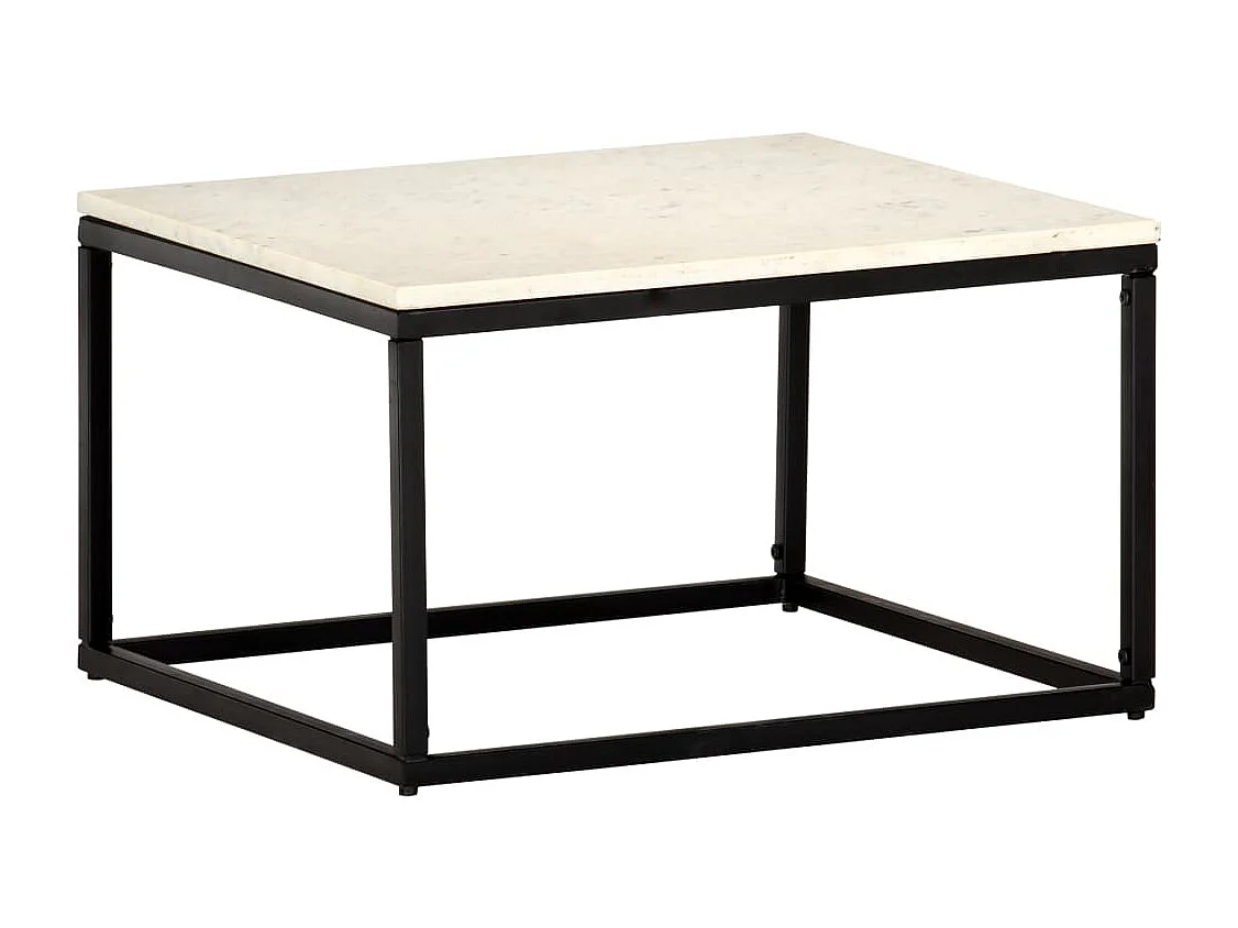 Table basse Blanc 60x60x35 cm Pierre véritable texture marbre