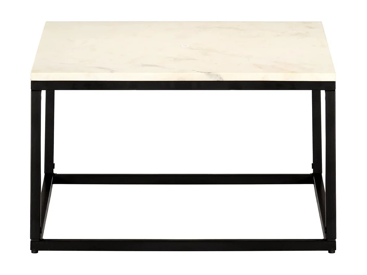 Table basse Blanc 60x60x35 cm Pierre véritable texture marbre