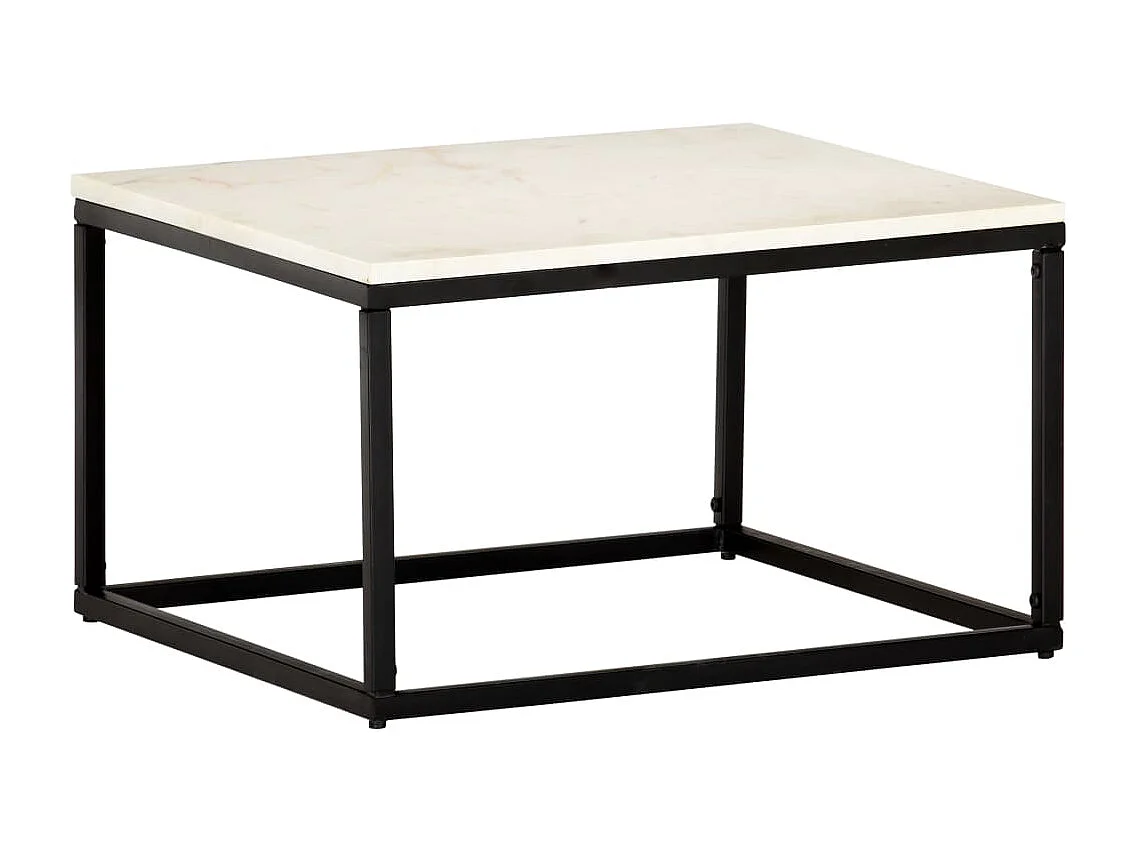 Table basse Blanc 60x60x35 cm Pierre véritable texture marbre