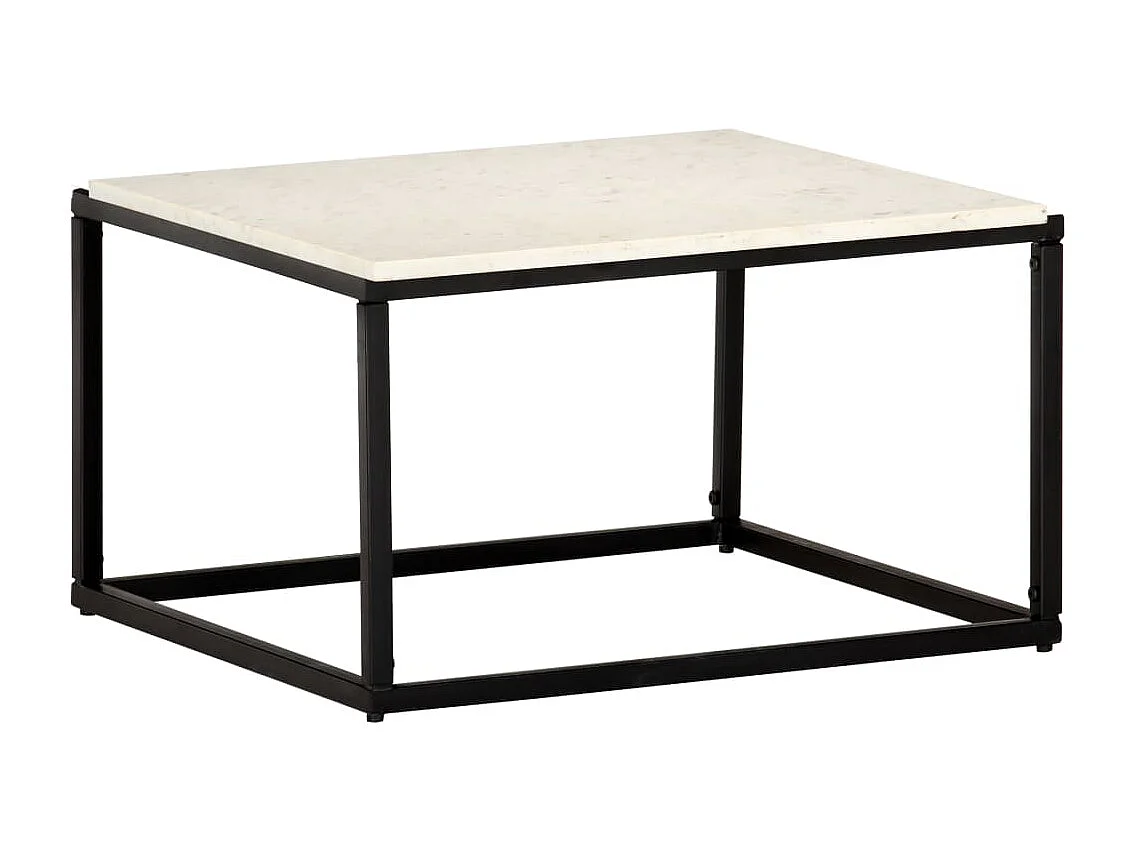 Table basse Blanc 60x60x35 cm Pierre véritable texture marbre