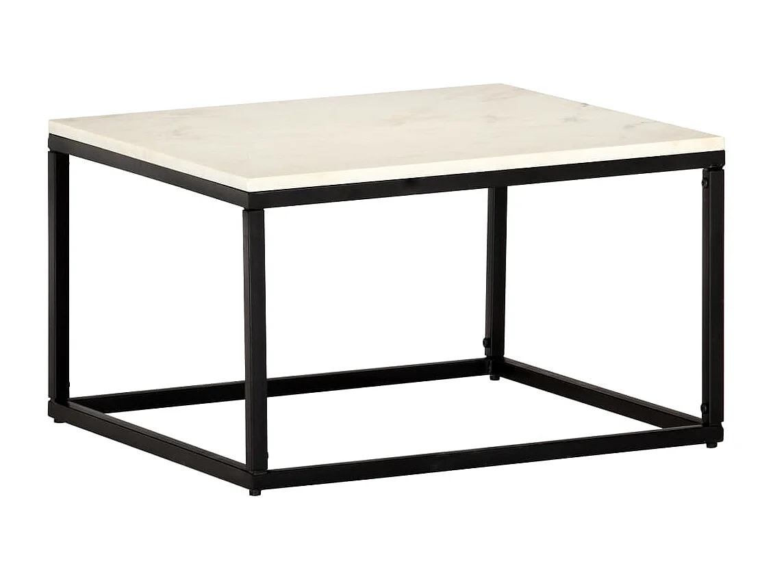 Table basse Blanc 60x60x35 cm Pierre véritable texture marbre