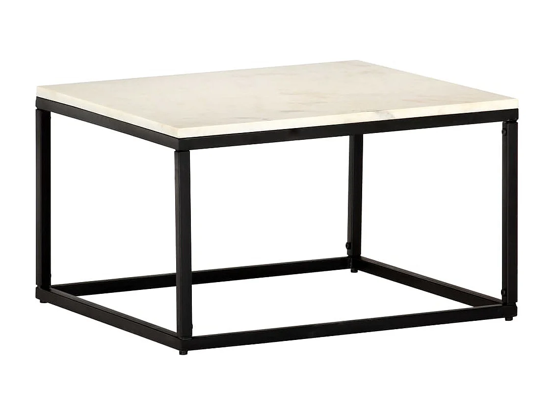 Table basse Blanc 60x60x35 cm Pierre véritable texture marbre