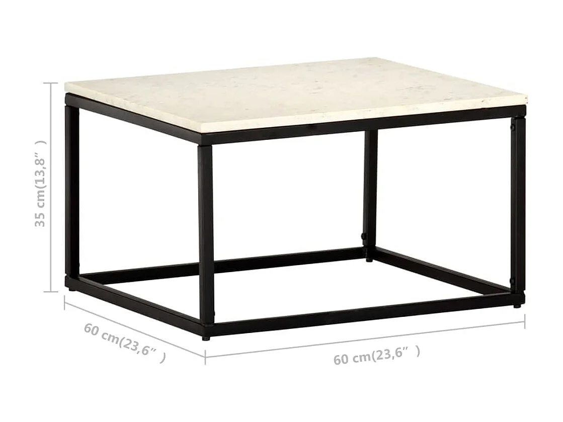 Table basse Blanc 60x60x35 cm Pierre véritable texture marbre