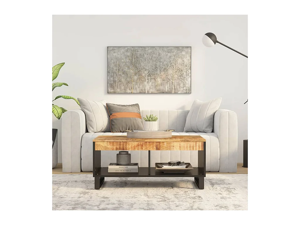 Tavolino da Salotto 90x50x40 cm in Legno Massello di Mango