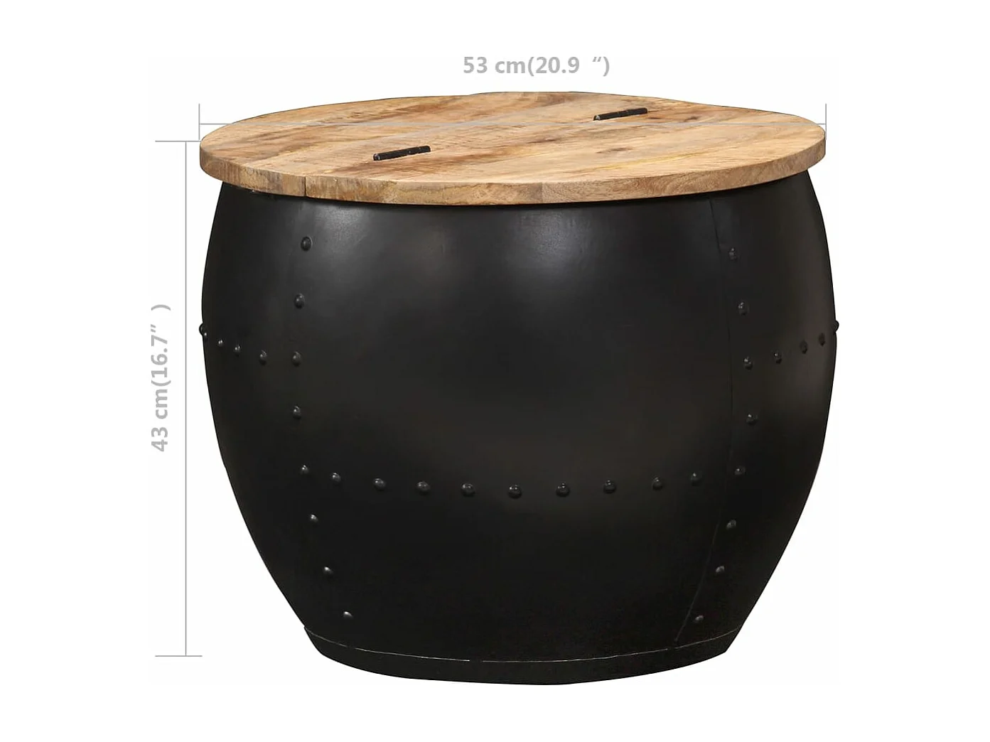 Table basse ronde 53x43 cm Bois de manguier massif