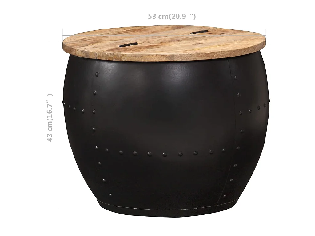 Salontafel rond 53x43 cm massief mangohout