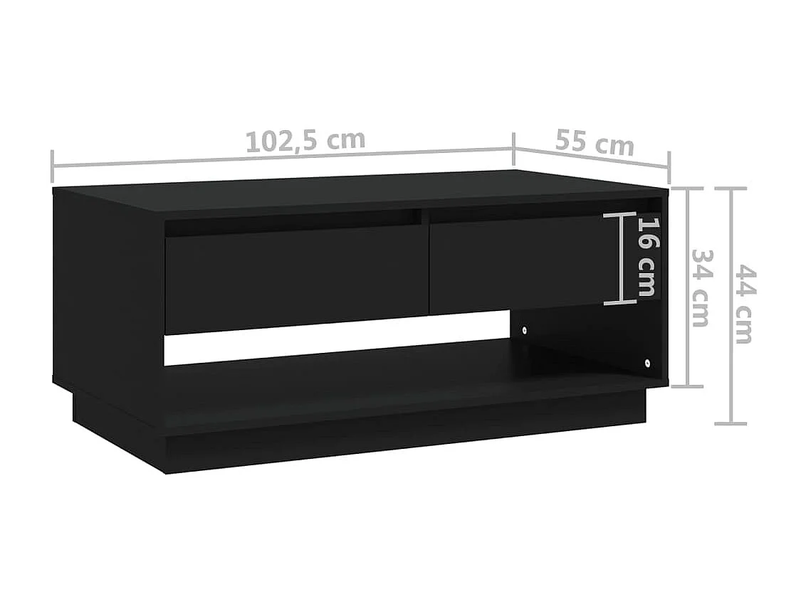 Table basse Noir 102,5x55x44 cm Bois d'ingénierie