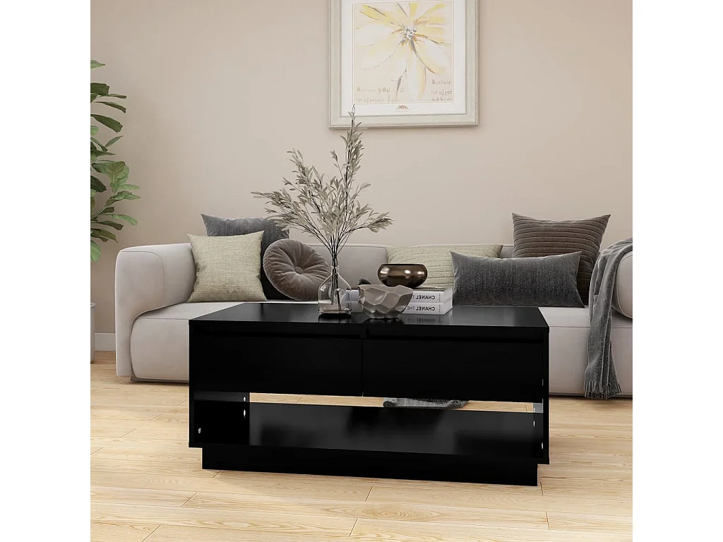 Table basse Noir 102,5x55x44 cm Bois d'ingénierie
