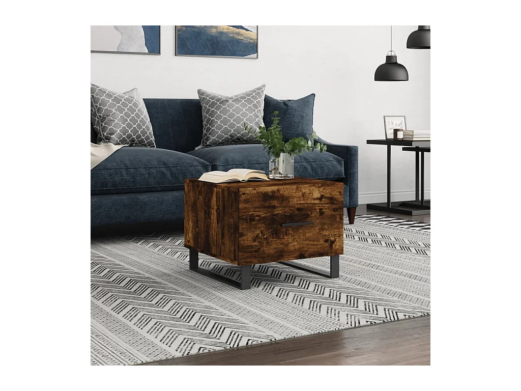 Table basse Chêne fumé 50x50x40 cm Bois d'ingénierie