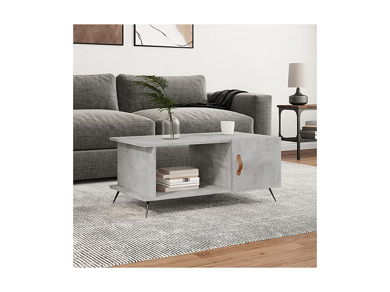 Table basse gris béton 90x50x40 cm bois d'ingénierie
