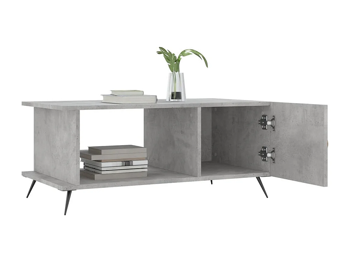 Table basse gris béton 90x50x40 cm bois d'ingénierie