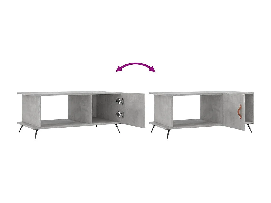 Table basse gris béton 90x50x40 cm bois d'ingénierie