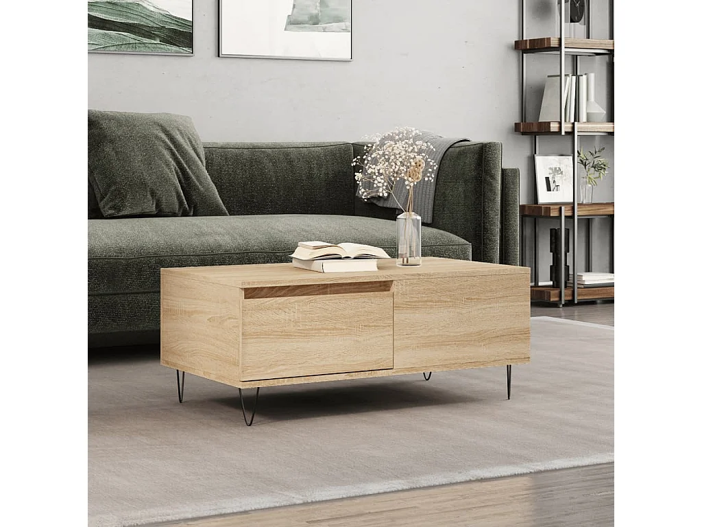 Salontafel 90x50x36,5 cm bewerkt hout sonoma eikenkleurig