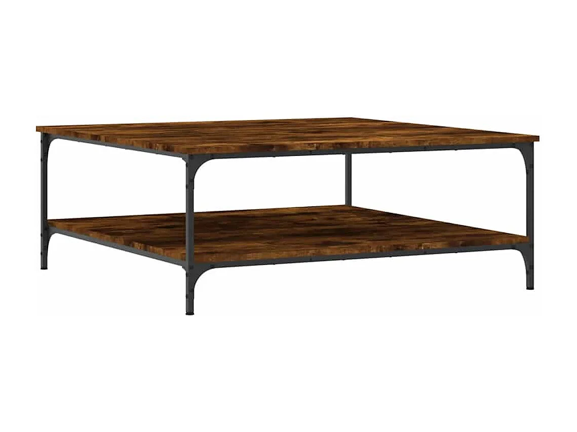 Table basse chêne fumé 100x100x40 cm bois d'ingénierie