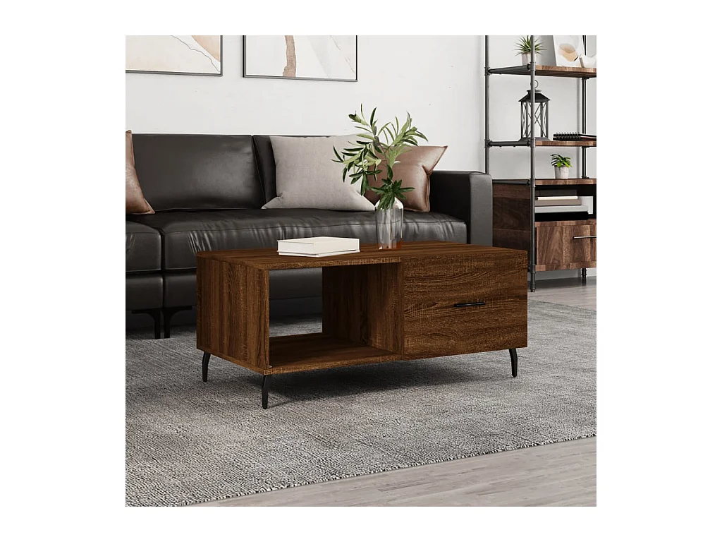 Table basse chêne marron 90x50x40 cm bois d'ingénierie