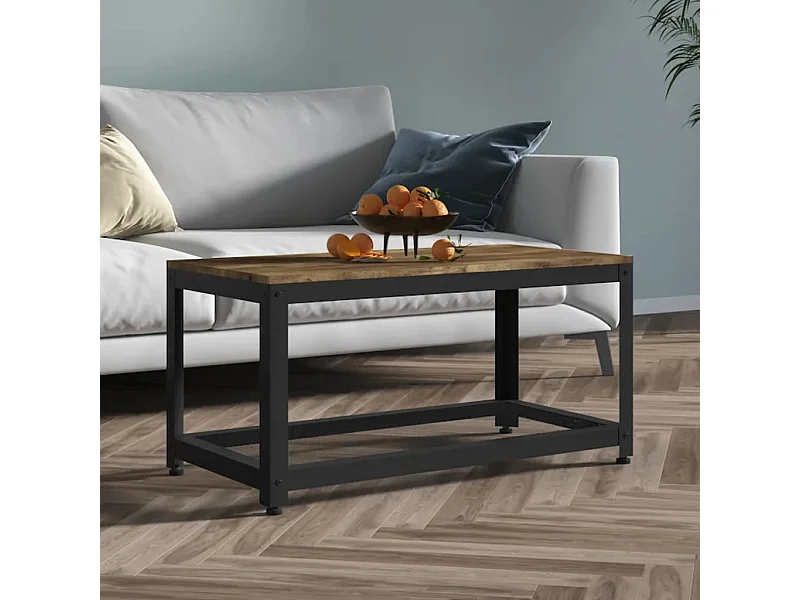 Salontafel 90x45x45 cm MDF en ijzer donkerbruin en zwart