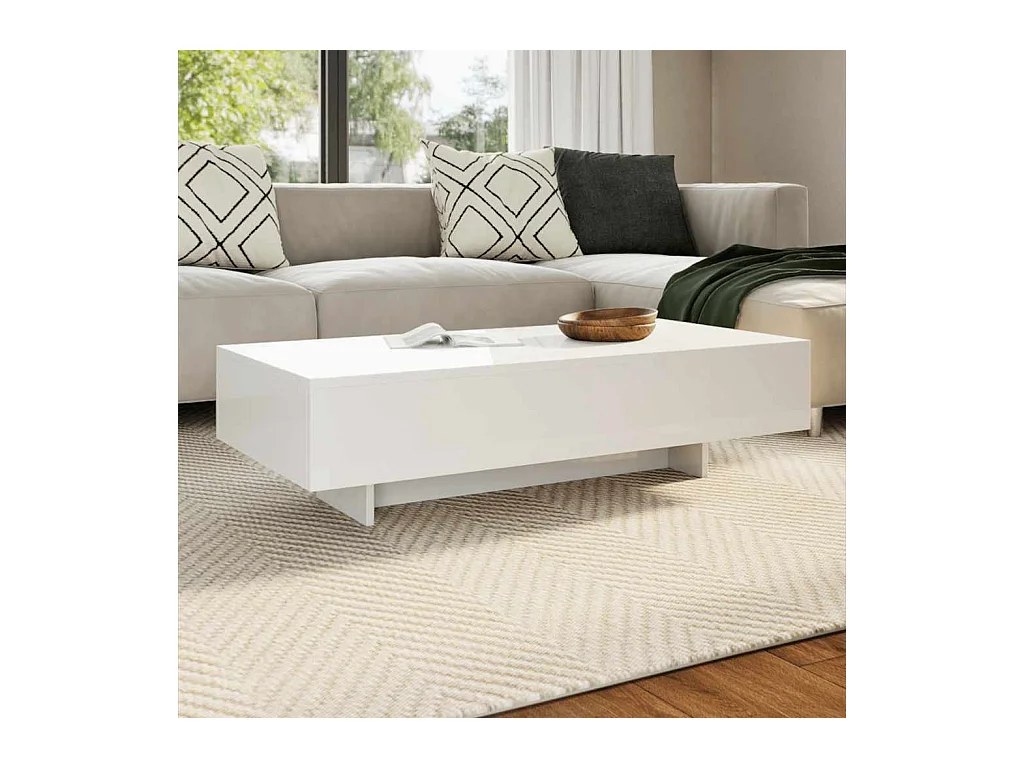 Table basse blanc brillant