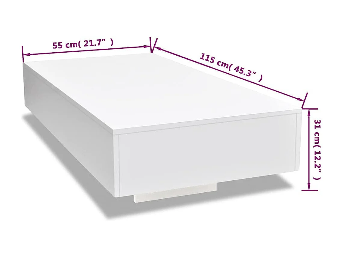 Table basse blanc brillant